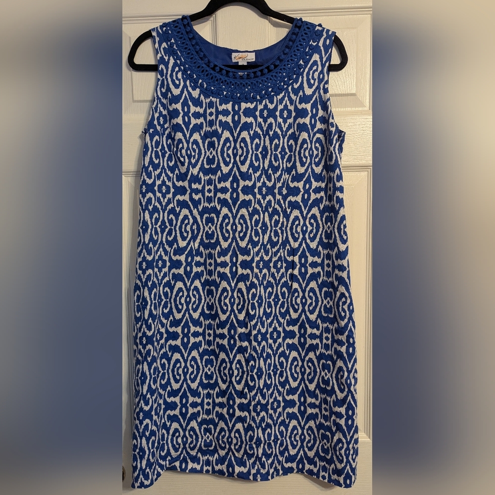 Kim Rogers Blue and White Mini Dress EUC